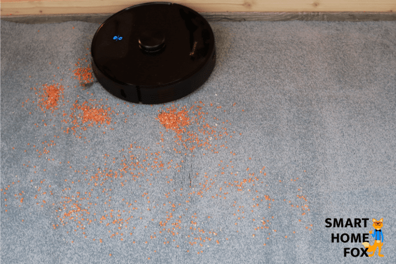 Proscenic M7 Pro during the lentil suction review on a carpet